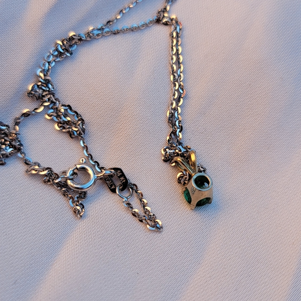 Solid Gold Round Emerald Necklace - image 2
